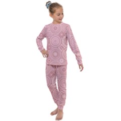 Pink Retro Texture With Circles, Retro Circles Background, Kids  Long Sleeve Set  by kyorashop23