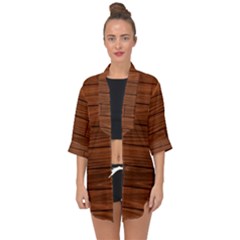 Seamless Wooden Planks Brown Wooden Background Open Front Chiffon Kimono by kyorashop23