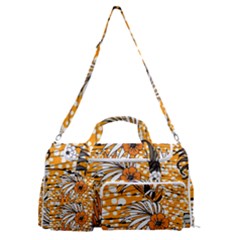 Leaf Yellow Point Flower White Sports Gym Duffle Bag With Shoe Compartment by Grandong