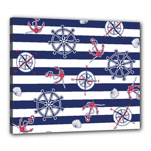 Seamless Marine Pattern Canvas 24  X 20  (stretched) by Ket1n9