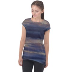 Twilight Serenade Print Cap Sleeve High Low Top by dflcprintsclothing