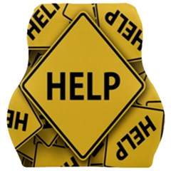 Caution Road Sign Help Cross Yellow Car Seat Velour Cushion  by anzea