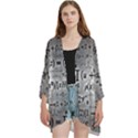 Math Formula Open Front 3/4 Sleeve Batwing Chiffon Cardigan Kimono View1