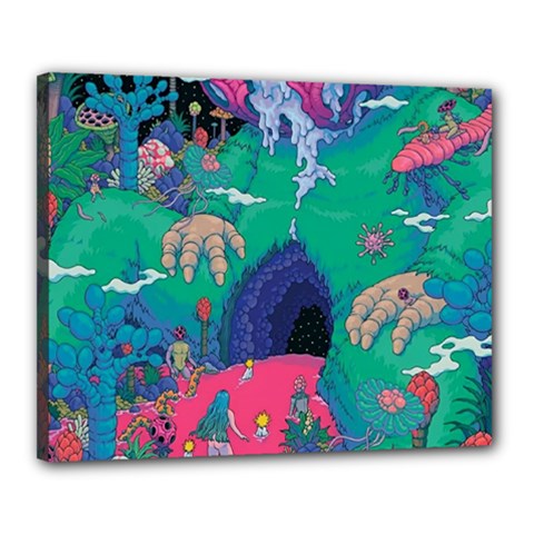 Planet Psychedelic Art Psicodelia Canvas 20  X 16  (stretched) by Bedest