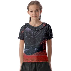 Astrology Surreal Surrealism Trippy Visual Art Kids  Frill Chiffon Blouse by Bedest
