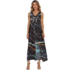 Abstract Colorful Texture V-neck Sleeveless Wide Leg Pants Overalls by Bedest