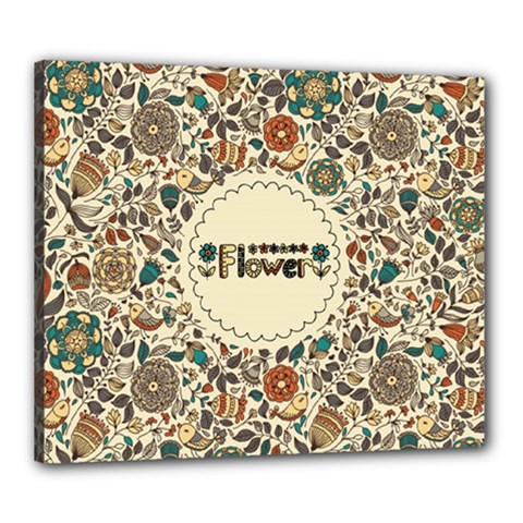 Seamless Pattern With Flower Birds Canvas 24  X 20  (stretched) by Bedest