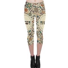 Seamless Pattern With Flower Birds Capri Leggings  by Bedest