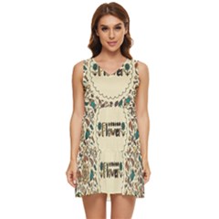 Seamless Pattern With Flower Birds Tiered Sleeveless Mini Dress by Bedest