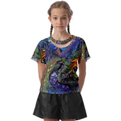 Psychedelic Digital Art Artwork Landscape Colorful Kids  Front Cut T-shirt by Bedest