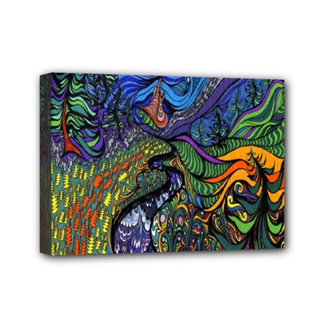 Psychedelic Digital Art Artwork Landscape Colorful Mini Canvas 7  X 5  (stretched) by Bedest