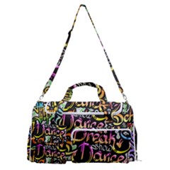 Graffiti Word Seamless Pattern Sports Gym Duffle Bag With Shoe Compartment by Bedest