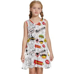 Pattern Seamless Texture Cartoon Kids  Sleeveless Tiered Mini Dress by Bedest