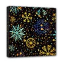 Gold Teal Snowflakes Gold Abstract Christmas Mini Canvas 8  x 8  (Stretched) View1