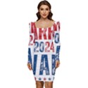 Kamala Harris 2024 Walz Women Long Sleeve Ruched Stretch Jersey Dress View1