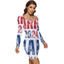 Kamala Harris 2024 Walz Women Long Sleeve Ruched Stretch Jersey Dress View2