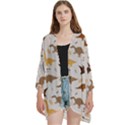 Seamless Dino Pattern Open Front 3/4 Sleeve Batwing Chiffon Cardigan Kimono View1