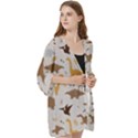 Seamless Dino Pattern Open Front 3/4 Sleeve Batwing Chiffon Cardigan Kimono View3