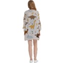 Seamless Dino Pattern Open Front 3/4 Sleeve Batwing Chiffon Cardigan Kimono View4