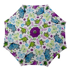 Butterflies, Abstract, Background, Colorful Hook Handle Umbrellas (medium) by kyorashop23