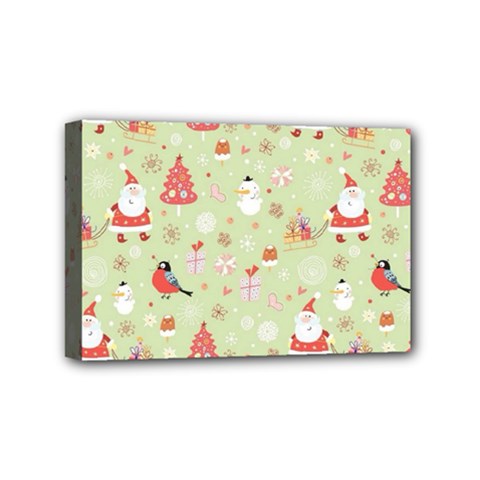 Christmas Pattern, Christmas Tree, Santa Mini Canvas 6  X 4  (stretched) by kyorashop23