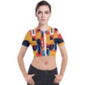 Abstract Pattern Design Short Sleeve Cropped Jacket View1