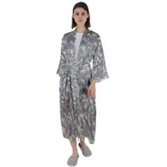 Fantasy Floral Random Pattern Maxi Satin Kimono by dflcprintsclothing
