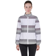 Minimal Mixed Abstract Lines Print Copia Women s High Neck Windbreaker by dflcprintsclothing