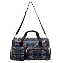 Ornate Baroque Floral Pattern Print Sports Gym Duffle Bag With Shoe Compartment by dflcprintsclothing