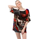 Confederate Flag Usa America United States Csa Civil War Rebel Dixie Military Poster Skull Oversized Chiffon Top View1