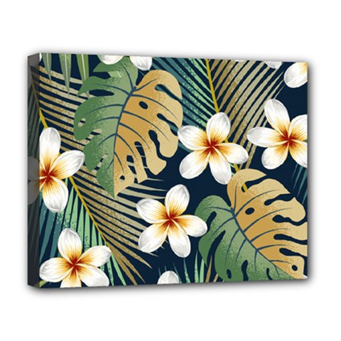 Seamless Pattern With Tropical Strelitzia Flowers Leaves Exotic Background Deluxe Canvas 20  X 16  (stretched) by Ket1n9