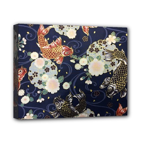 Japanese Wave Koi Illustration Pattern Canvas 10  X 8  (stretched) by Ndabl3x