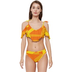 Pattern Abstract Triangle Simple Ruffle Edge Tie Up Bikini Set	 by Bedest