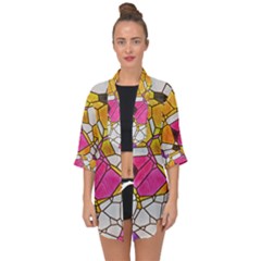 Architecture Glass Abstract Pattern Open Front Chiffon Kimono by Bedest