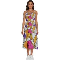 Architecture Glass Abstract Pattern Sleeveless Shoulder Straps Boho Dress by Bedest