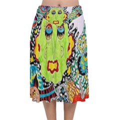 Supersonic Monster Mash Velvet Flared Midi Skirt by chellerayartisans