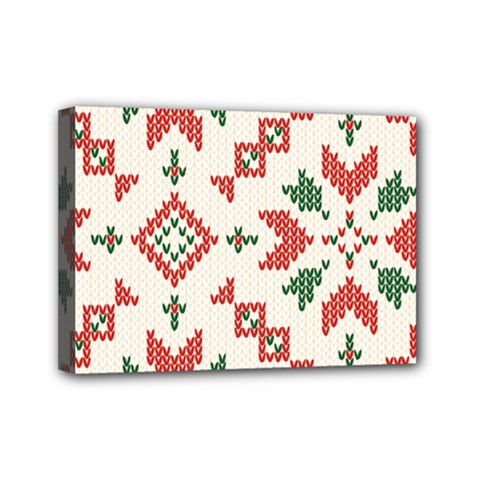 Christmas Texture, New Year, Red-green Christmas Ornament Texture Mini Canvas 7  X 5  (stretched) by kyorashop23