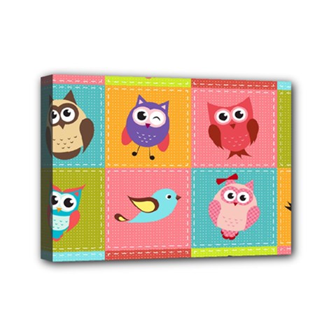 Owls Pattern, Abstract, Art, Desenho Mini Canvas 7  X 5  (stretched) by kyorashop23