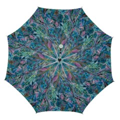 Saturday Straight Blue  Automatic Folding Umbrella With Case (medium) by kaleidomarblingart