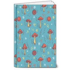 Whimsical Mushroom Pattern 8  X 10  Hardcover Notebook by Drawde