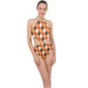 Halloween Argyle Pattern  Halter Side Cut Swimsuit View1