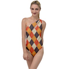 Halloween Argyle Pattern  To One Side Swimsuit by Safari