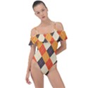 Halloween Argyle Pattern  Frill Detail One Piece Swimsuit View1