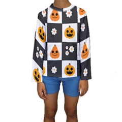 Seamless Halloween Pattern With Smiling Pumpkin 20240926 161714 0000 Kids  Long Sleeve Swimwear by Safari