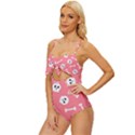 Halloween Pattern With Sculles And Bones 20240926 160927 0000 Knot Front One-Piece Swimsuit View2