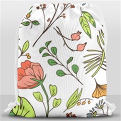Line Floral Art Pattern Ornament Drawstring Bag (large) by Grandong