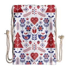 Scandinavian Folk Seamless Pattern Drawstring Bag (large) by Grandong