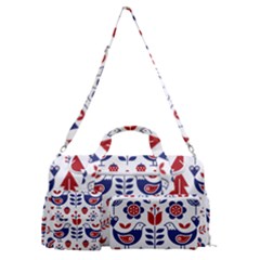 Scandinavian Folk Seamless Pattern Sports Gym Duffle Bag With Shoe Compartment by Grandong