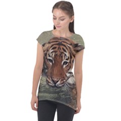 Swimming Tiger Cap Sleeve High Low Top by ExtraAwesomeSauce