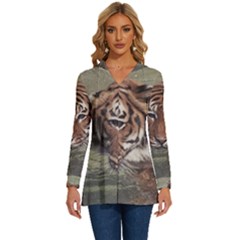 Swimming Tiger Long Sleeve Drawstring Hooded Top by ExtraAwesomeSauce